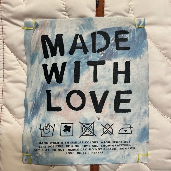 Kerri Rosenthal Frenchie Heart Quilted Mid Length Jacket Almond Butter Size S - Picture 5 of 5